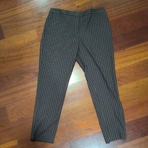 DKNY Women's Black and Brown Checked Straight Leg Pants